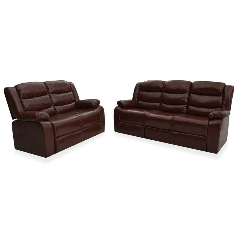 vidaXL sofasæt 2 dele med lænefunktion kunstlæder brun