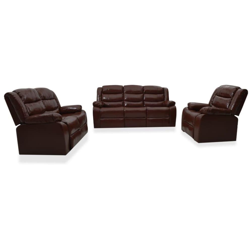 vidaXL sofasæt 3 dele med lænefunktion kunstlæder brun
