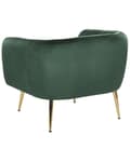 Pikkukuva 5 / 8: Nojatuoli tummanvihreä samettiverhoilu kulta metallijalat puurunko tikattu glamour retro