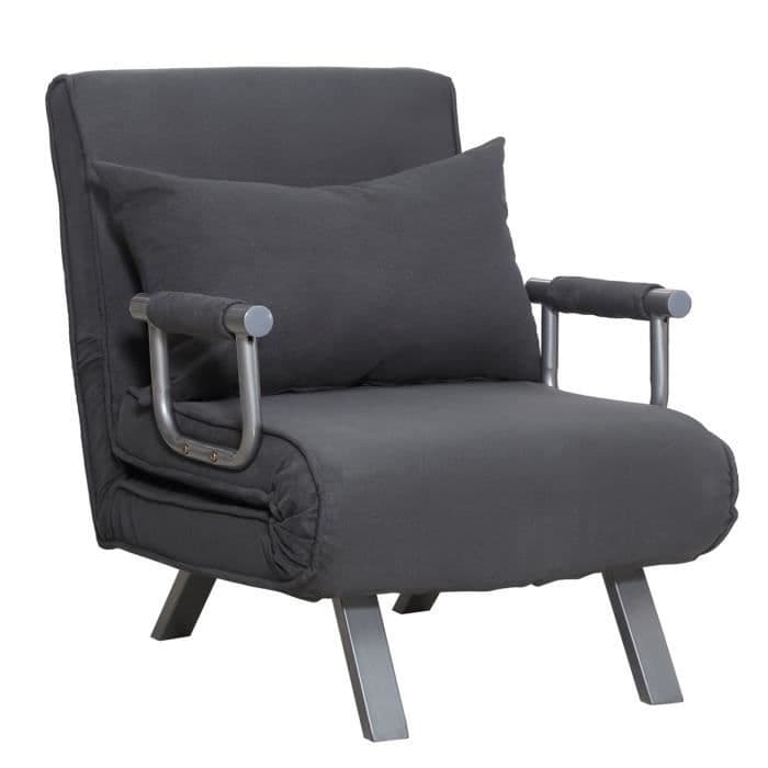 Fireside stol bäddsoffa en Place löstagbara Grand bekvämlighet Kudde Fötter metall armstöd Mocka Grå