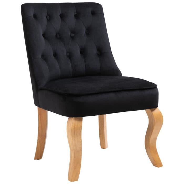 klassiska badkar stol chic stoppad trästol gummi svart linne 52x63x75cm Black