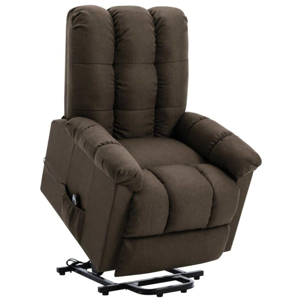 vidaXL Reclinerfåtölj med uppresningshjälp brun tyg
