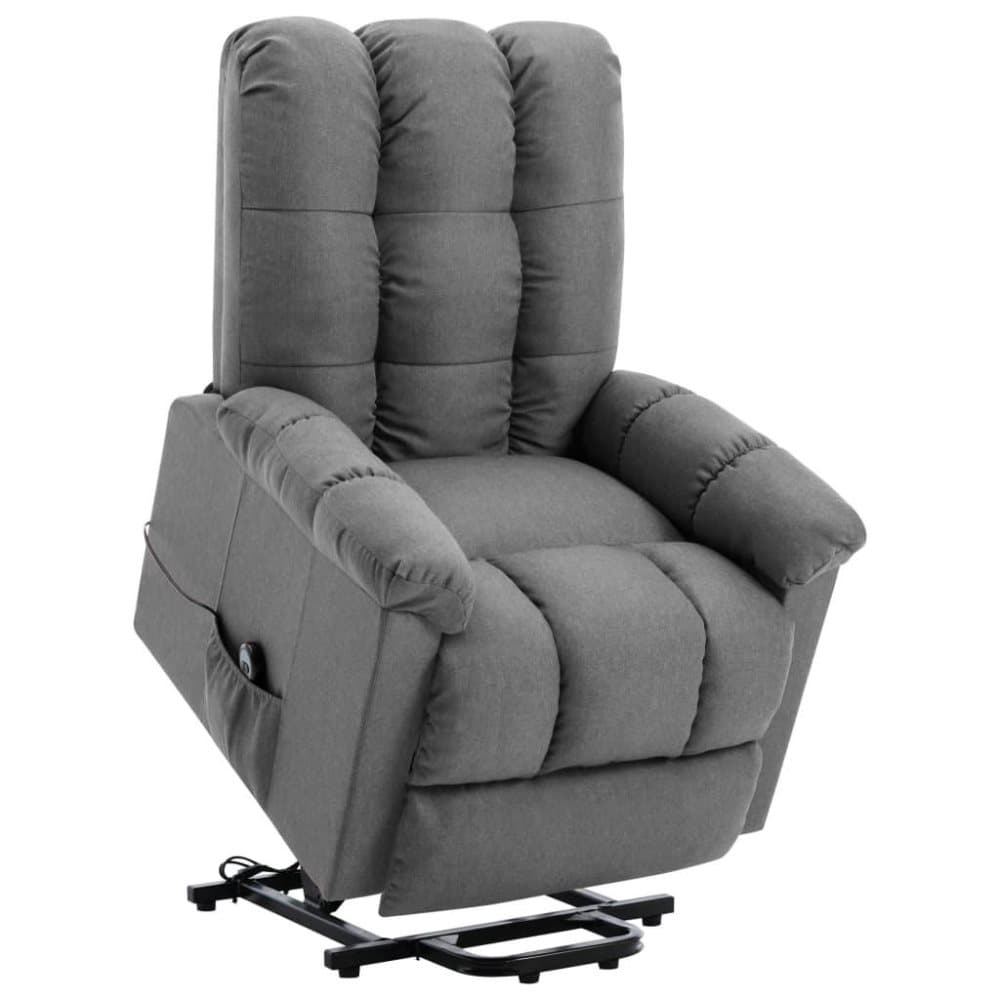 vidaXL Reclinerfåtölj med uppresningshjälp ljusgrå tyg