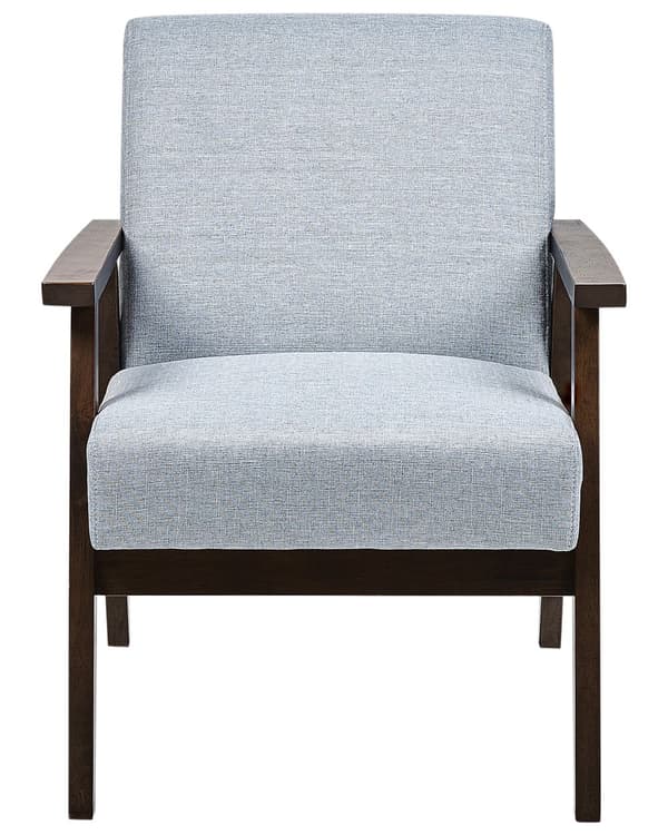 Lænestol Grå Polyester Polstring Retro Design Træstel Stue Værelsesindretning