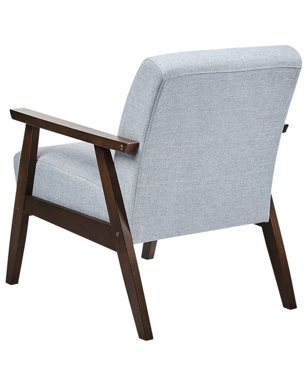 Lænestol Grå Polyester Polstring Retro Design Træstel Stue Værelsesindretning