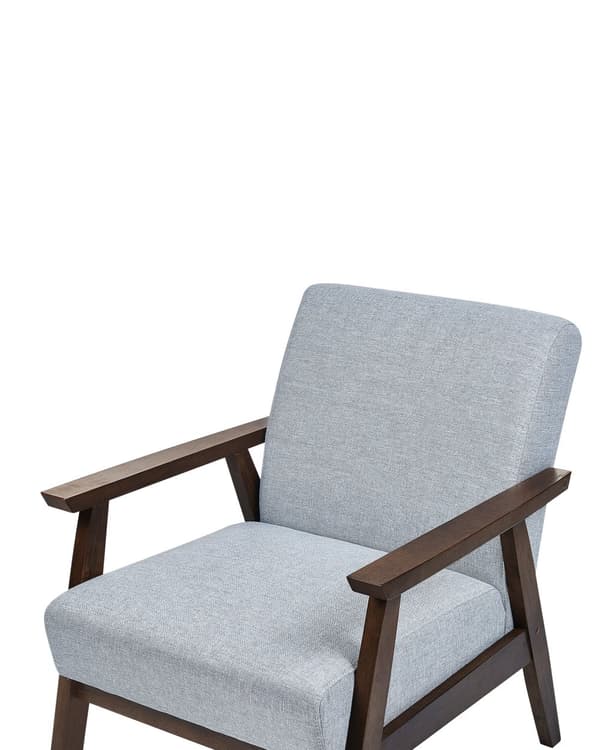 Lænestol Grå Polyester Polstring Retro Design Træstel Stue Værelsesindretning
