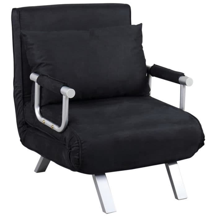 Fåtölj armless bäddsoffa för en sits avtagbar komfort pad fötter svarta mocka metall armstöd 65x69x82cm