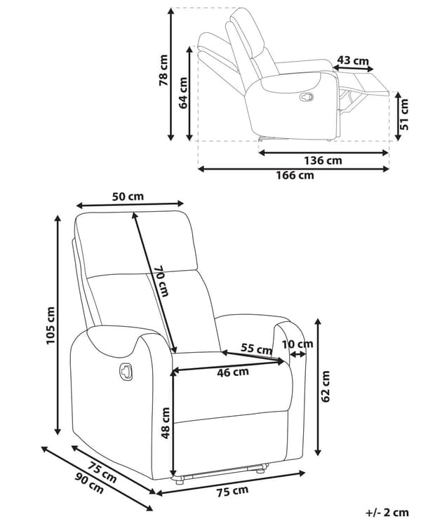 Fåtölj Recliner Beige Tygklädsel Polyester Vit USB-port Modern Design Vardagsrum