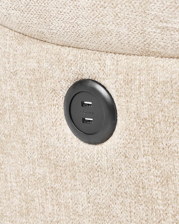 Fåtölj Recliner Beige Tygklädsel Polyester Vit USB-port Modern Design Vardagsrum