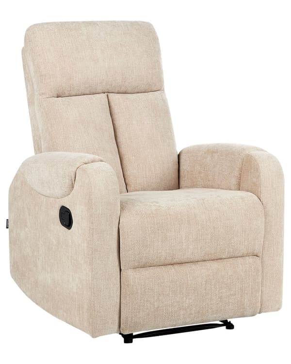 Fåtölj Recliner Beige Tygklädsel Polyester Vit USB-port Modern Design Vardagsrum