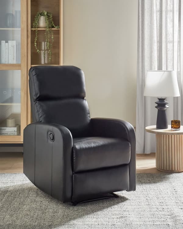 Fåtölj Recliner Svart Konstläder Klädsel med USB-port Modern Design Vardagsrum