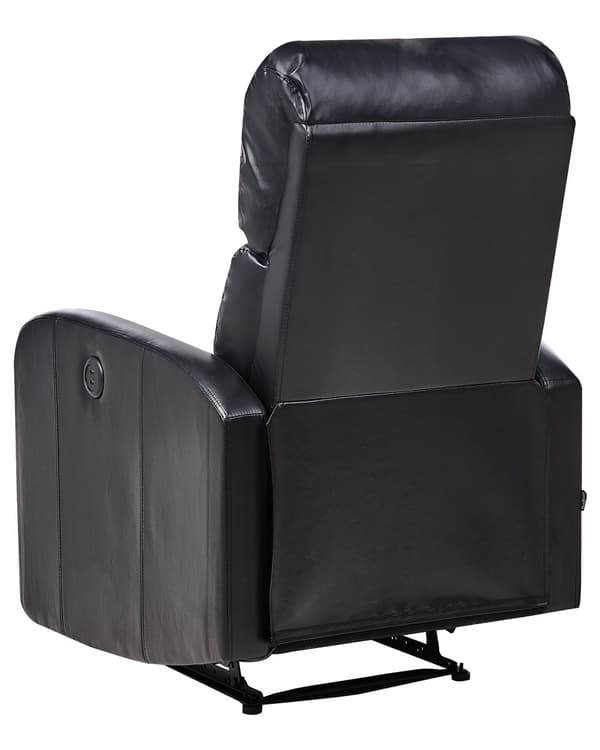 Fåtölj Recliner Svart Konstläder Klädsel med USB-port Modern Design Vardagsrum