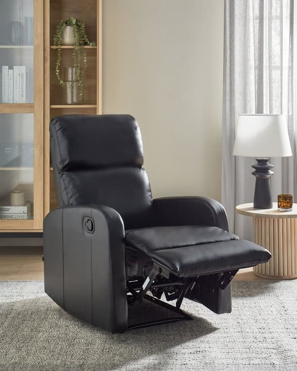 Fåtölj Recliner Svart Konstläder Klädsel med USB-port Modern Design Vardagsrum