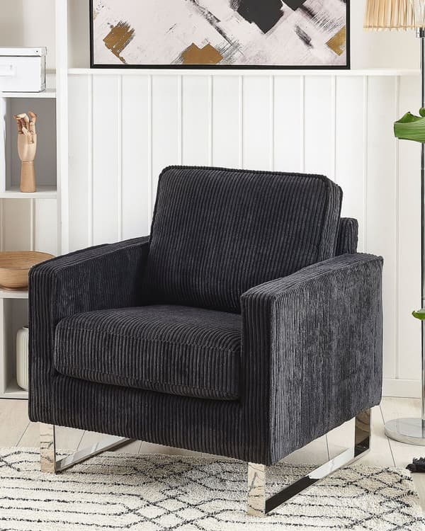 Lænestol Sort Fløjl Slædeben Moderne Stil