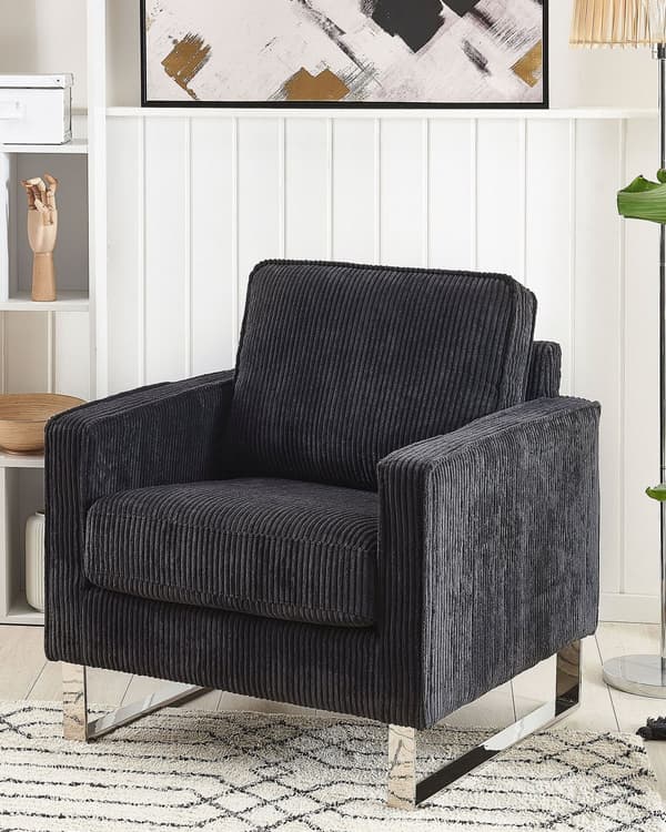 Lænestol Sort Fløjl Slædeben Moderne Stil