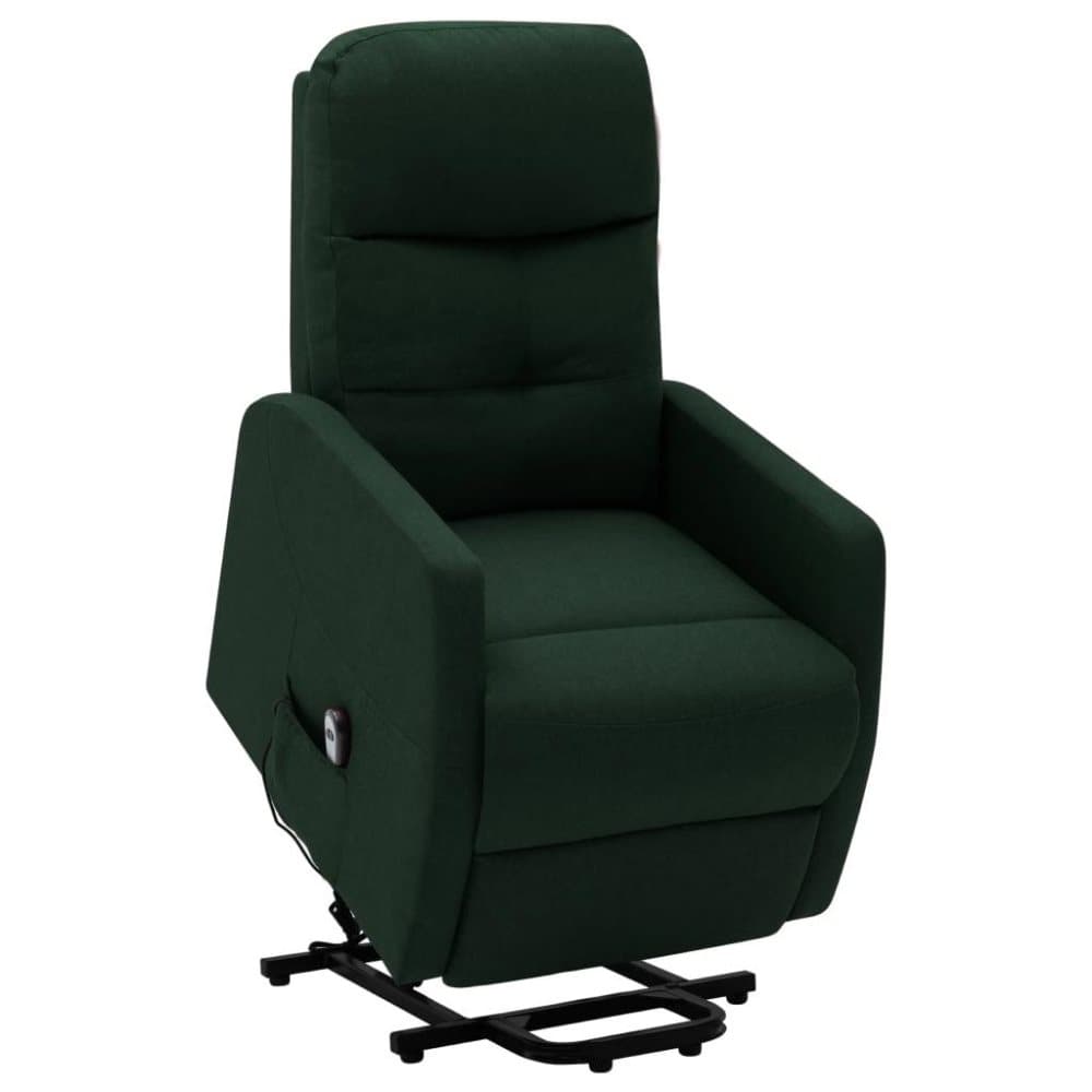 vidaXL Reclinerfåtölj med uppresningshjälp mörkgrön tyg