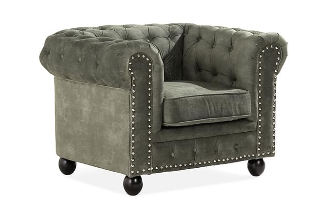Setter Chesterfield Samettinojatuoli Vihreä