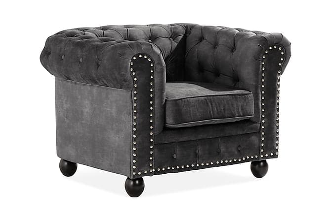 Setter Chesterfield Samettinojatuoli Tummanharmaa