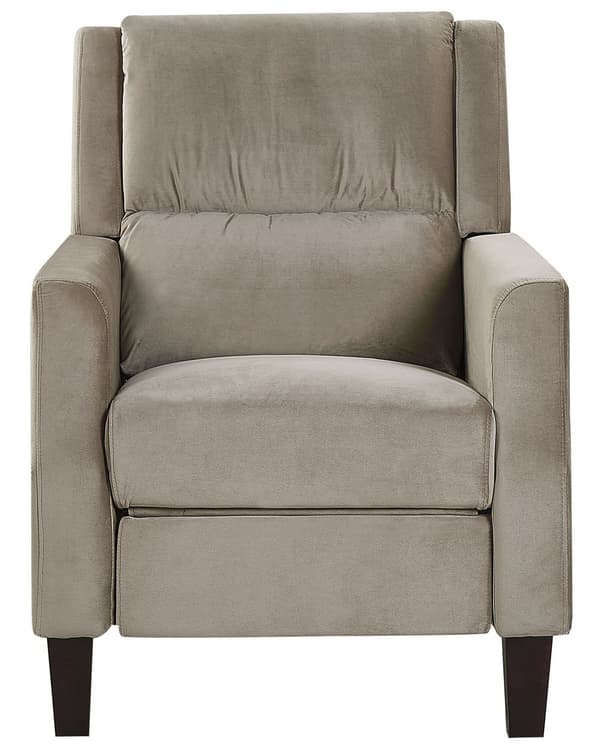 Hvilestol Beige Velour Polstring Manuel Justerbar Ryg og Fodskammel Retro Design
