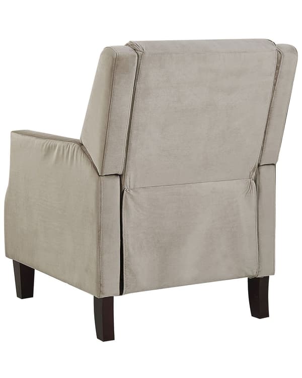 Fåtölj Beige Sammet Klädsel Justerbart Ryggstöd och Fotstöd Retro Design Armchair