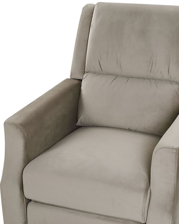 Fåtölj Beige Sammet Klädsel Justerbart Ryggstöd och Fotstöd Retro Design Armchair