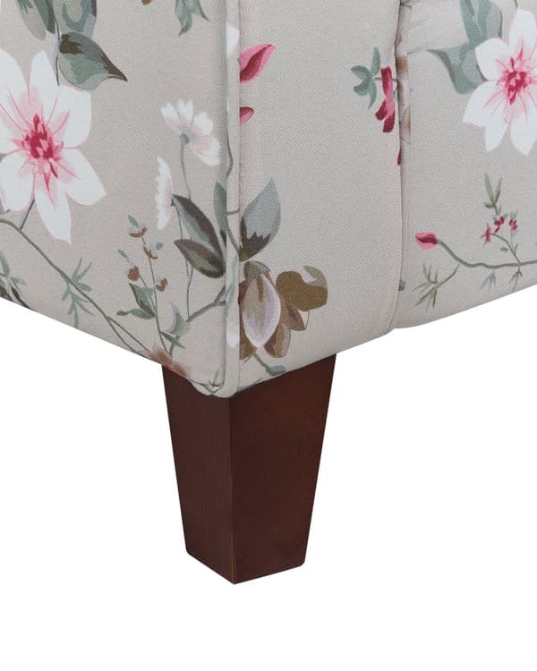 Fåtölj med Fotpall Beige Blommönster Träben Öronlapp