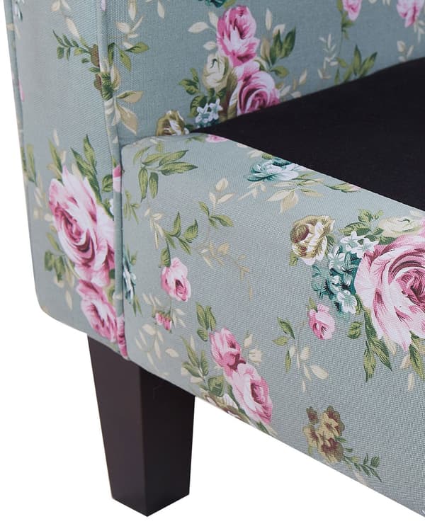 Fåtölj med Fotpall Grön Blommönster Träben Öronlapp