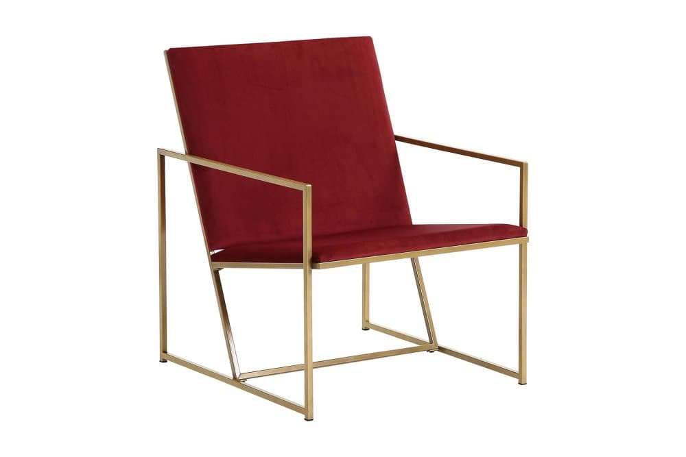 NIJOU Sammetsfåtölj Röd