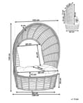 Miniatyrbillede 3 af 10: Lænestol Beige Natur Rattan 103 x 83 x 150 cm Dekorativ Flet Kurvestol med Hynder Baldakin Boho til Terrassen Haven Stue Tilbehør Udendørs