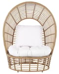 Miniatyrbillede 5 af 10: Lænestol Beige Natur Rattan 103 x 83 x 150 cm Dekorativ Flet Kurvestol med Hynder Baldakin Boho til Terrassen Haven Stue Tilbehør Udendørs
