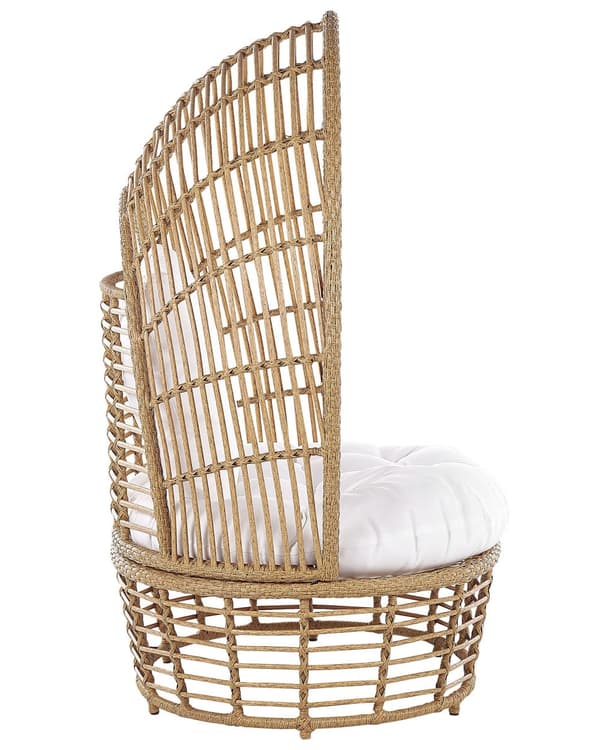 Lænestol Beige Natur Rattan 103 x 83 x 150 cm Dekorativ Flet Kurvestol med Hynder Baldakin Boho til Terrassen Haven Stue Tilbehør Udendørs