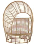 Miniatyrbillede 7 af 10: Lænestol Beige Natur Rattan 103 x 83 x 150 cm Dekorativ Flet Kurvestol med Hynder Baldakin Boho til Terrassen Haven Stue Tilbehør Udendørs