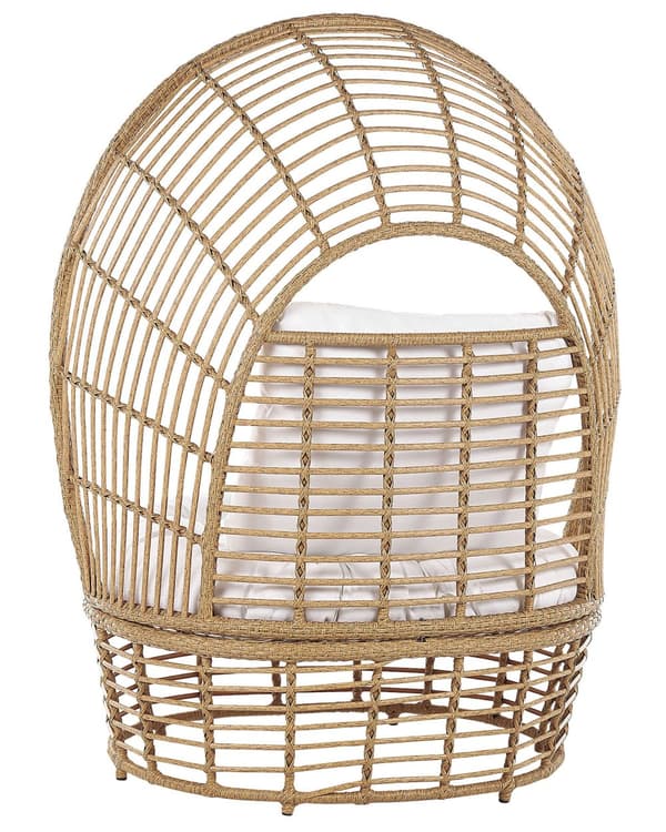 Lænestol Beige Natur Rattan 103 x 83 x 150 cm Dekorativ Flet Kurvestol med Hynder Baldakin Boho til Terrassen Haven Stue Tilbehør Udendørs