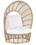 Miniatyrbillede 1 af 10: Lænestol Beige Natur Rattan 103 x 83 x 150 cm Dekorativ Flet Kurvestol med Hynder Baldakin Boho til Terrassen Haven Stue Tilbehør Udendørs