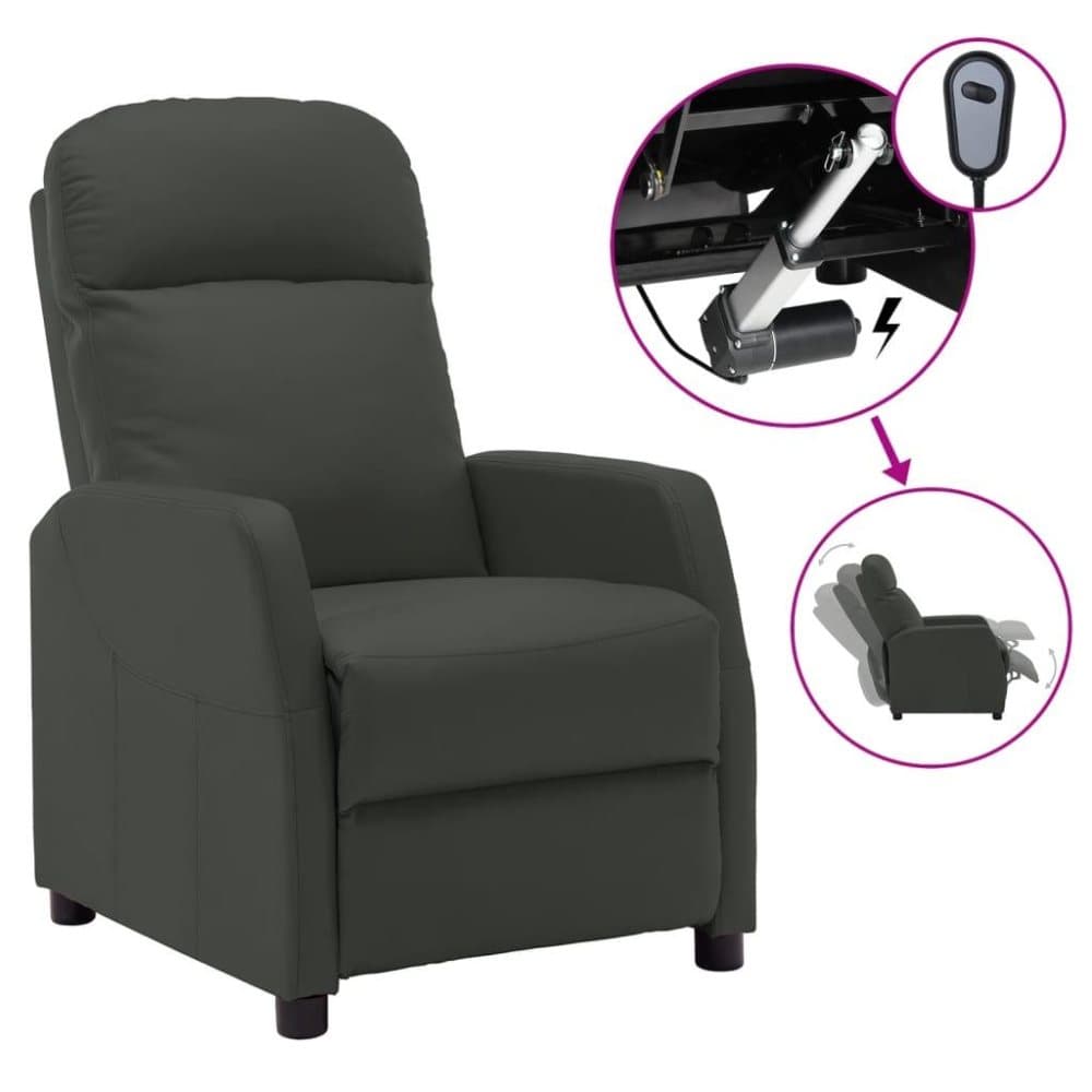 vidaXL Elektrisk reclinerfåtölj antracit konstläder