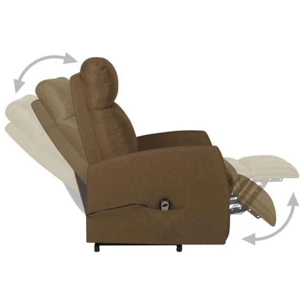 vidaXL Reclinerfåtölj med uppresningshjälp mörkbrun tyg
