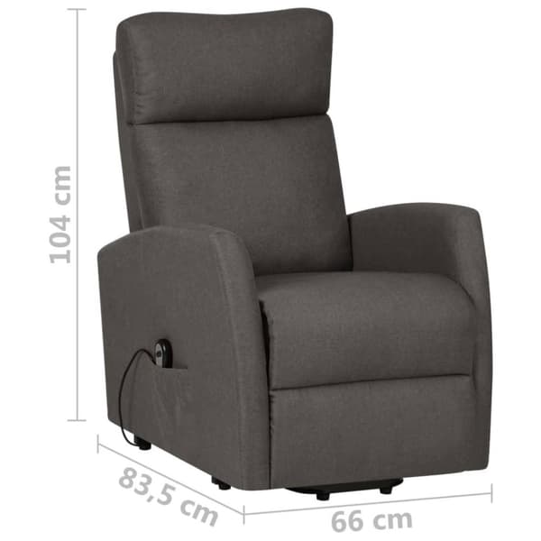 vidaXL Reclinerfåtölj med uppresningshjälp mörkgrå tyg
