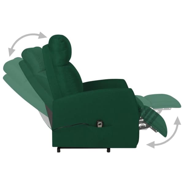 vidaXL Reclinerfåtölj med uppresningshjälp mörkgrön tyg