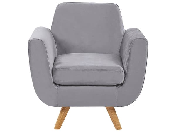 Lænestol Grå Velour Aftagelig og Udskiftelig Møbel Lynlås Betræk Elastisk 80 x 77 x 46 Nem Vaskbart og Pleje