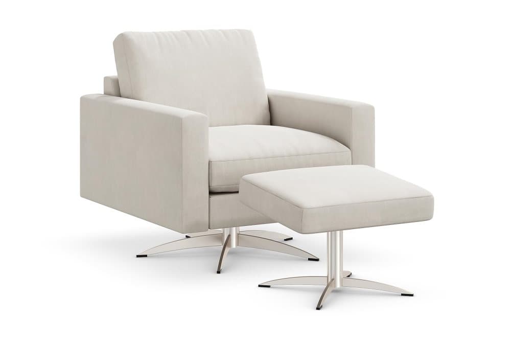 NISTOSO Fåtölj med Fotpall Beige/Silver