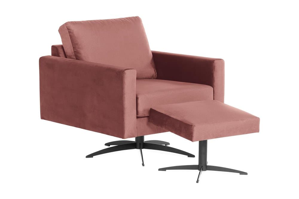 NISTOSO Fåtölj med Fotpall Rosa/Svart