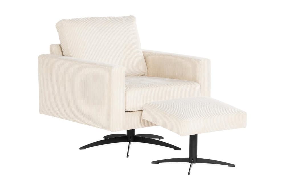 NISTOSO Fåtölj med Fotpall Beige/Svart