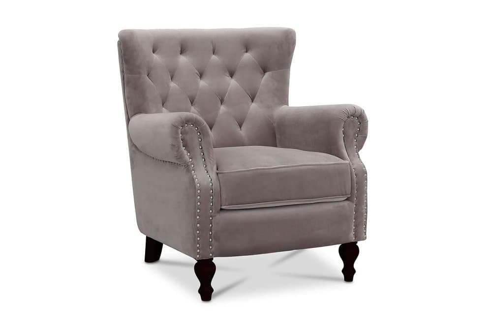 CROYDON Fåtölj Ljusgrå Sammet