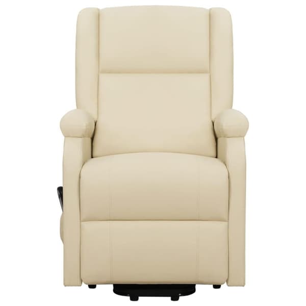 vidaXL Reclinerfåtölj med uppresningshjälp gräddvit konstläder