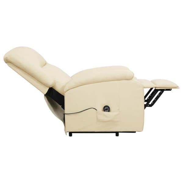 vidaXL Reclinerfåtölj med uppresningshjälp gräddvit konstläder