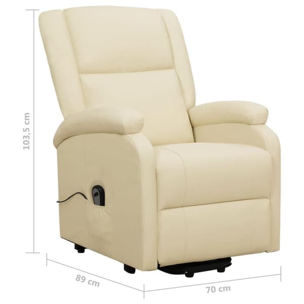 vidaXL Reclinerfåtölj med uppresningshjälp gräddvit konstläder