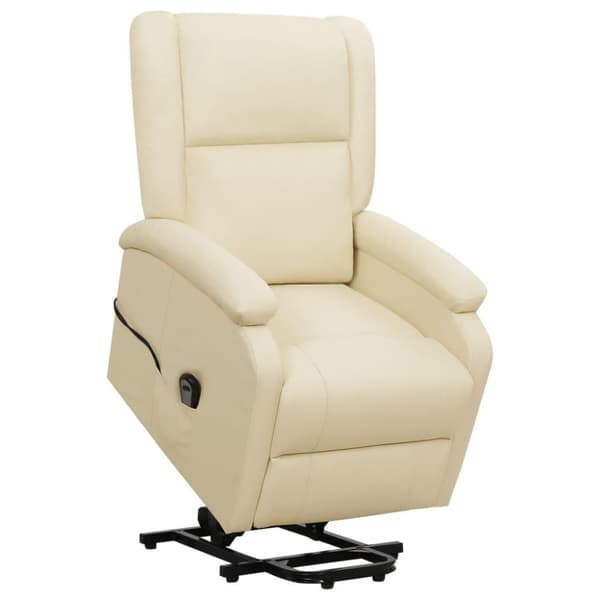 vidaXL Reclinerfåtölj med uppresningshjälp gräddvit konstläder