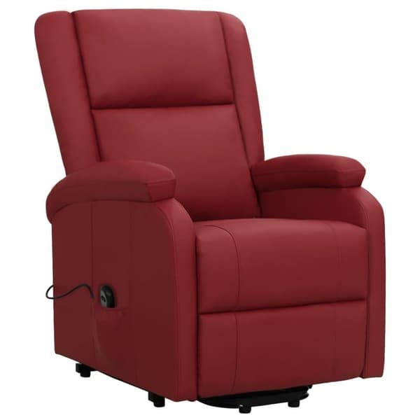 vidaXL Reclinerfåtölj med uppresningshjälp vinröd konstläder