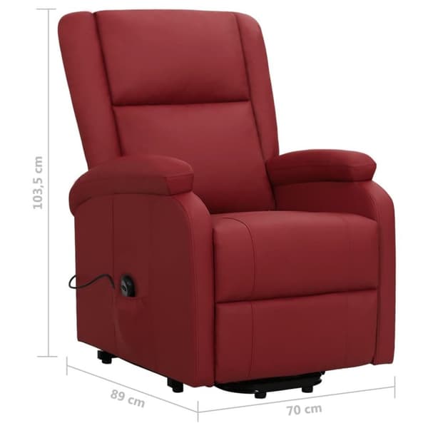 vidaXL Reclinerfåtölj med uppresningshjälp vinröd konstläder