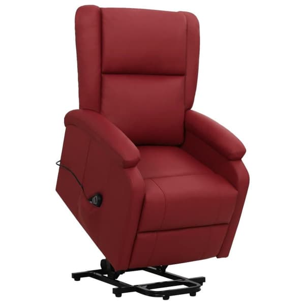 vidaXL Reclinerfåtölj med uppresningshjälp vinröd konstläder